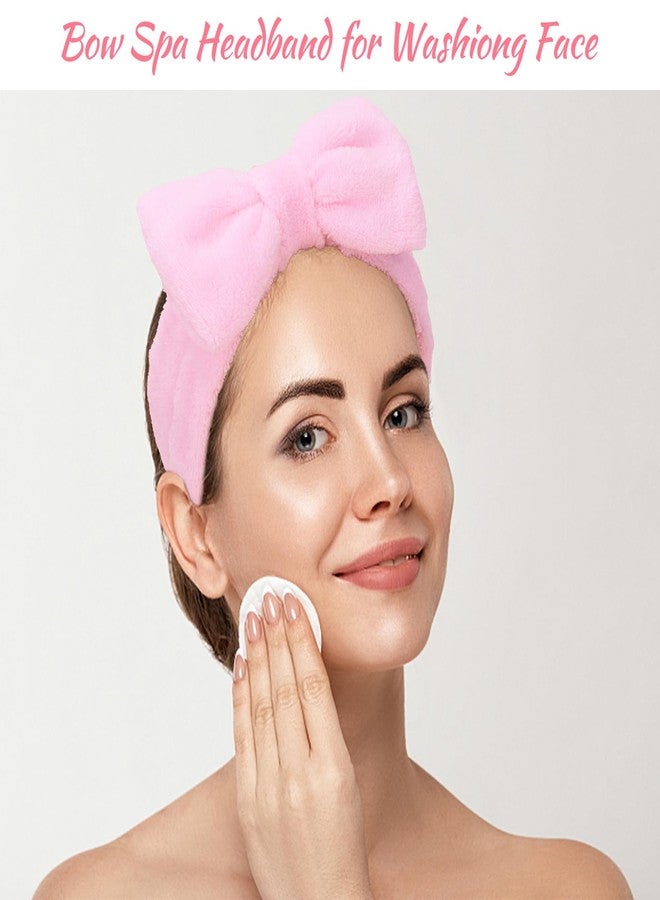 Ondder Spa Skincare Headband for Women - Pink & Beige Bow Design, Makeup & Face Wash Hair Band,8 Pack - Image 5